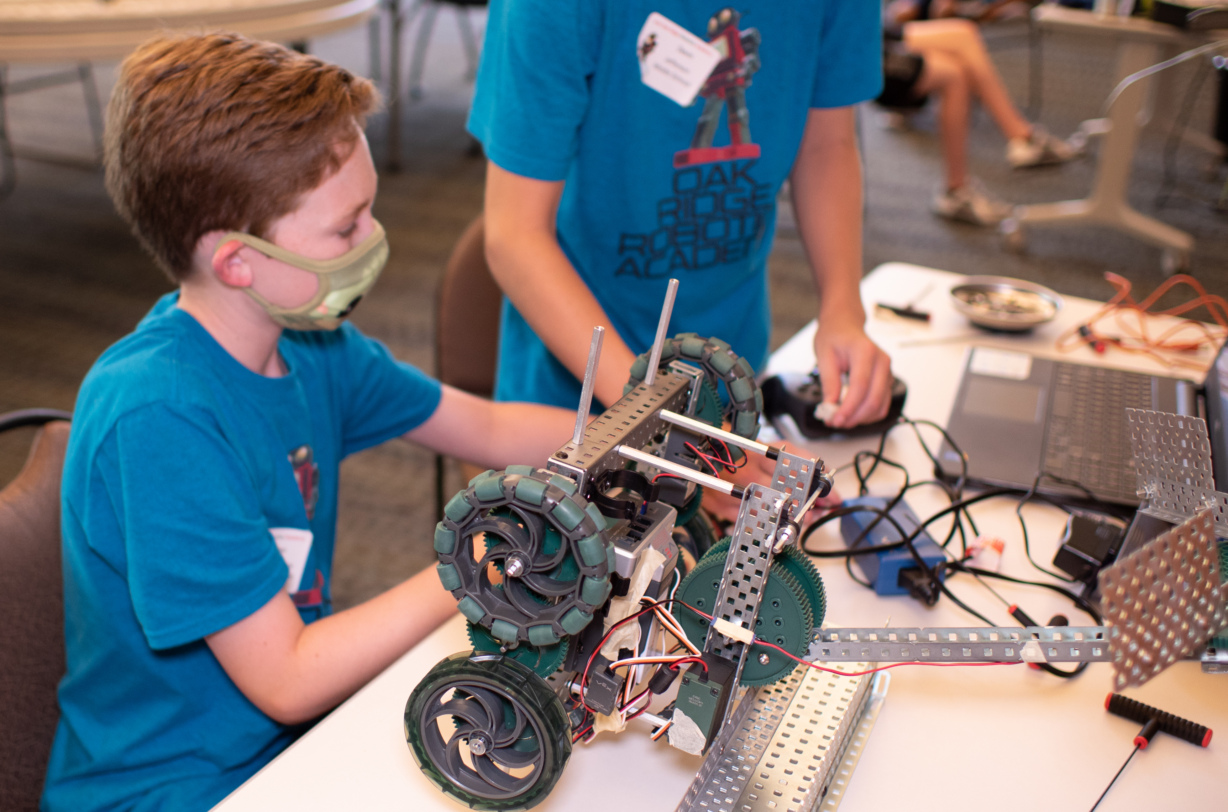 A male student participates in the Oak Ridge Robotics Academy