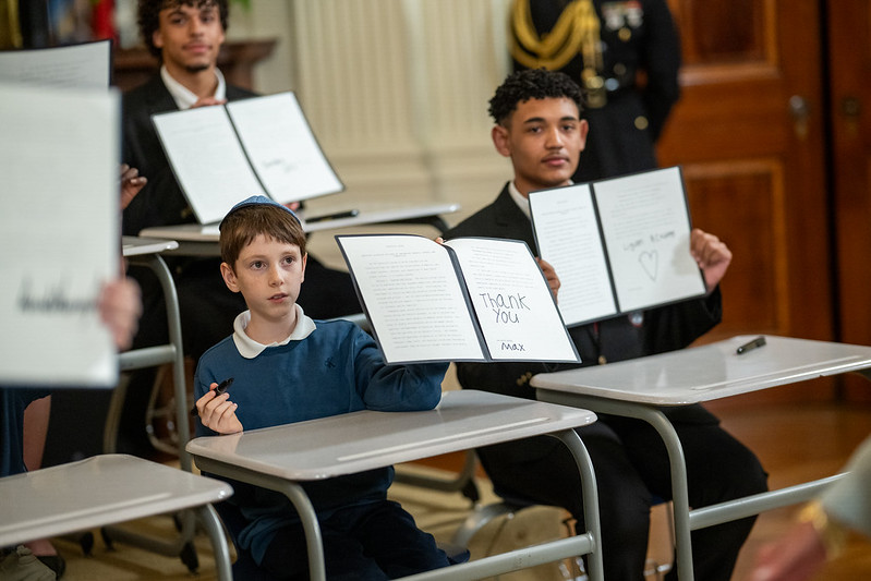 Student participate in the Education Executive Order signing