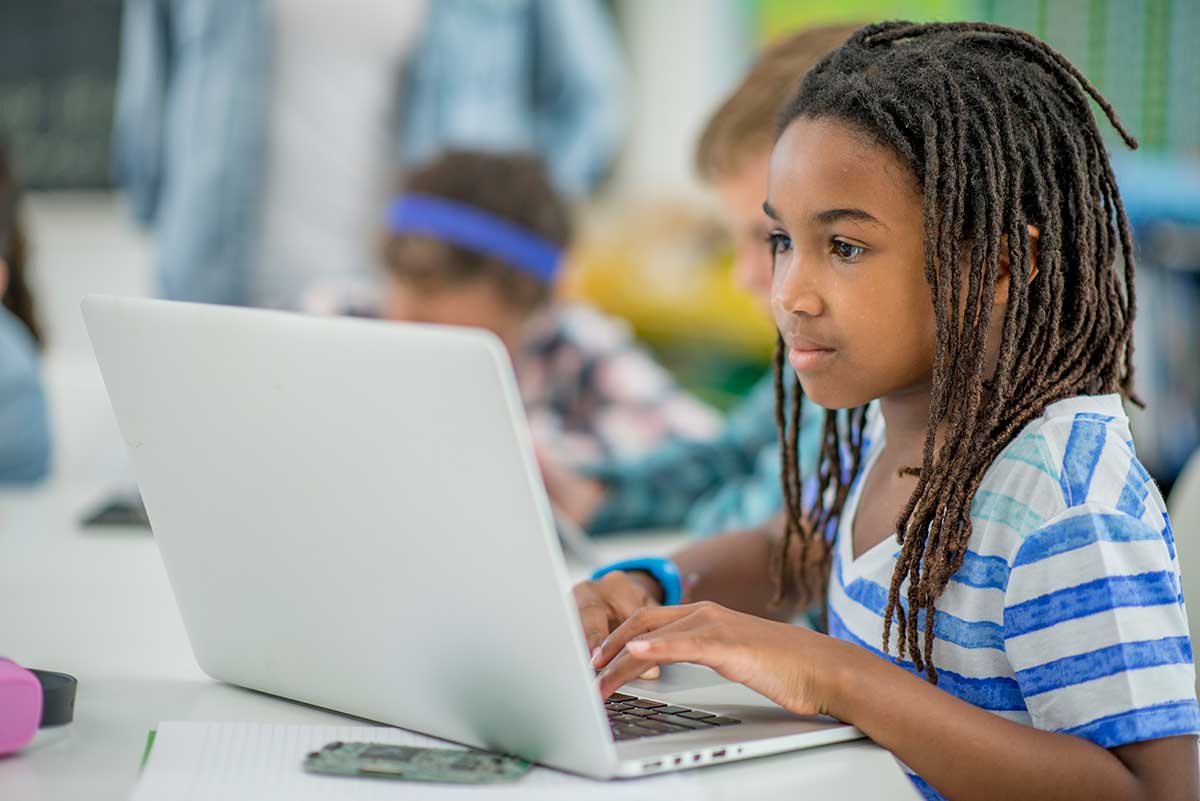 black girl with laptop 