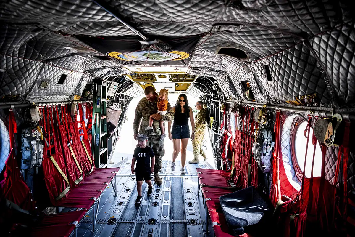 Image of a family boarding an aircraft