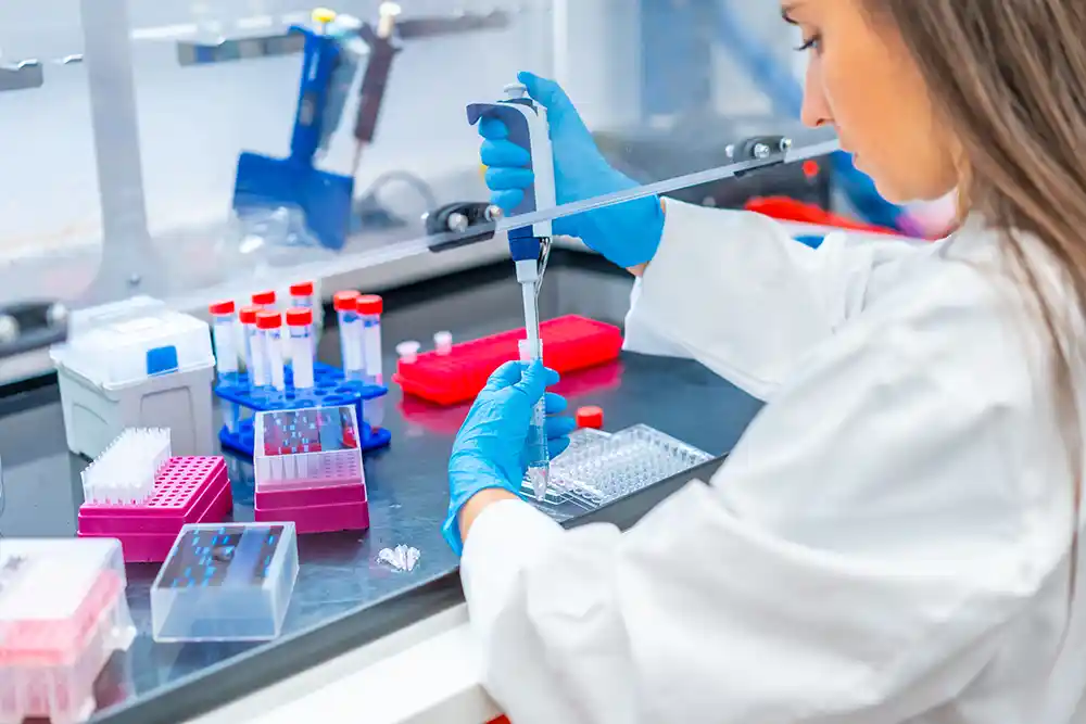 young caucasian female in lab