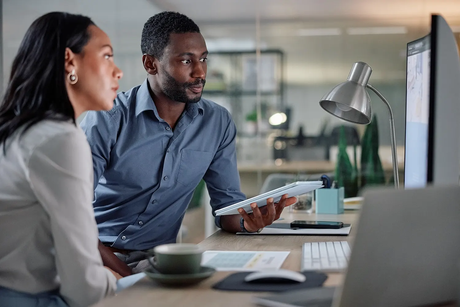 Business people in office together for planning or project management