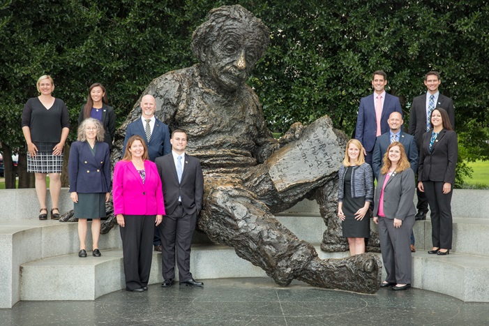 K-12 teachers selected as Albert Einstein Distinguished Educator Fellows gathered at the Albert Einstein statue