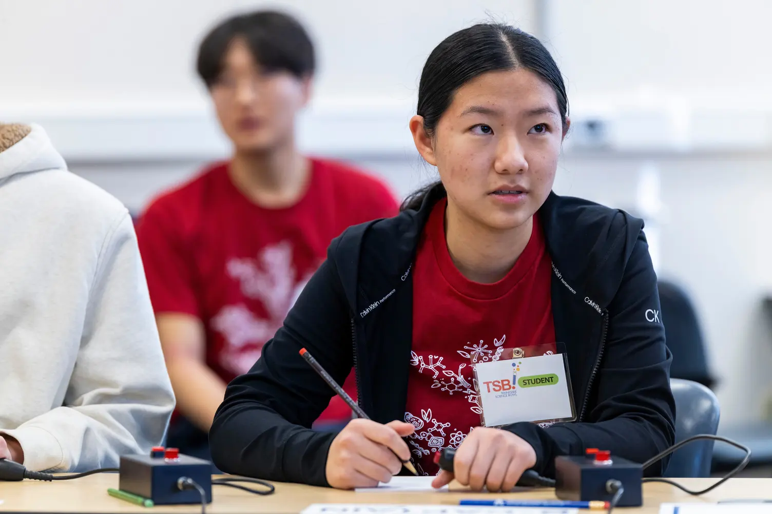 A high school student participates in the Tennessee Science Bowl 