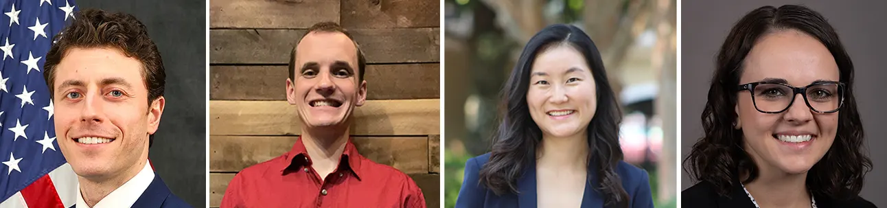 Pictured L to R: Jonathan Blutinger, Ph.D. (first place), Erik Head (second place), Christie Kim (third place), and Ashley Daniszewski, Ph.D. (fan favorite)