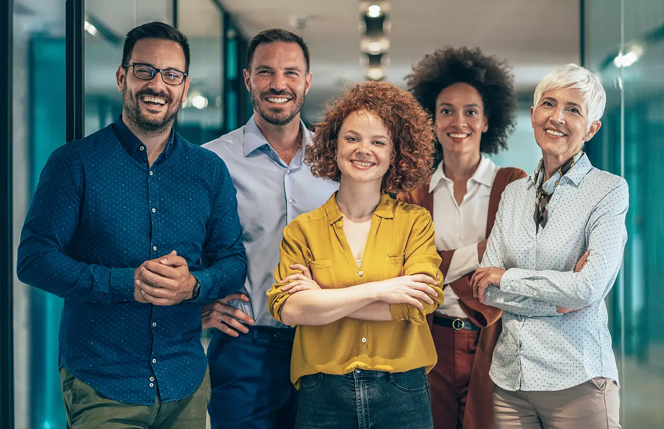 Group of diverse adults in an office setting