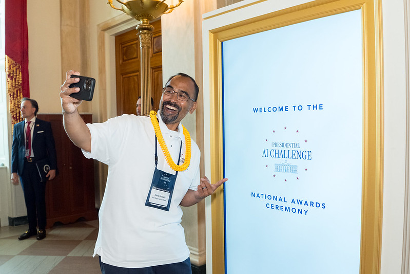 A participant takes a selfie during SI Challenge finals activities