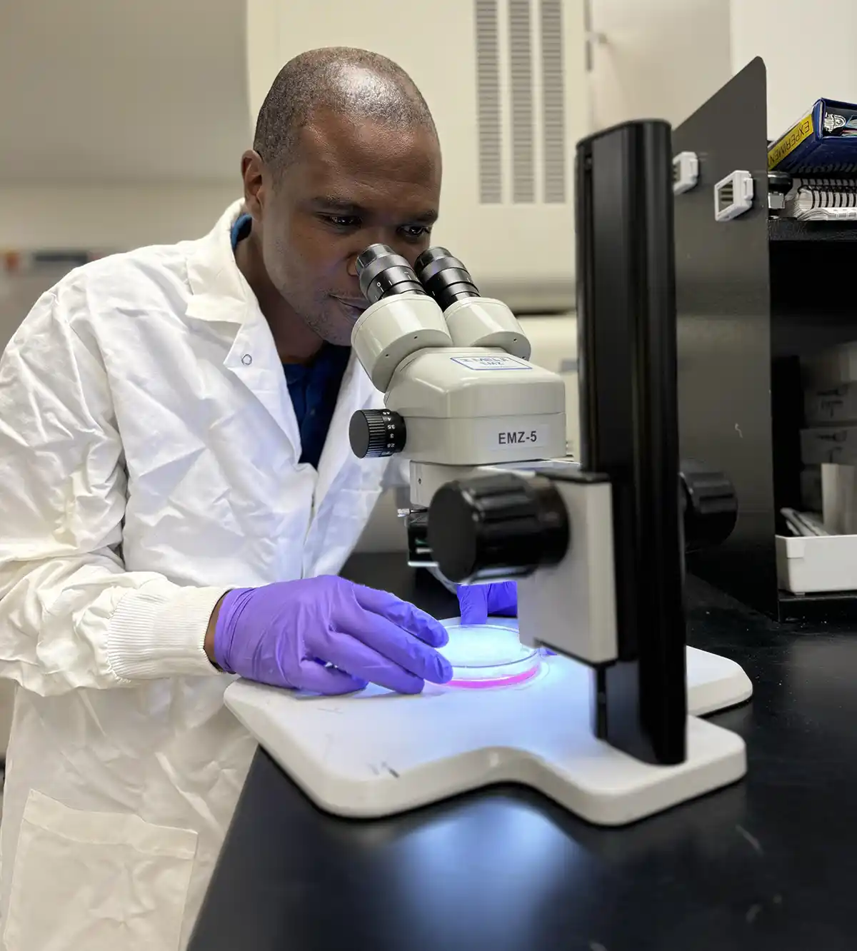 Connel Ching’anda, Ph.D., performs research with the U.S. Department of Agriculture’s Arid Land Agricultural Research Center in Maricopa, Arizona. (Photo Credit: Dakota Salyer)